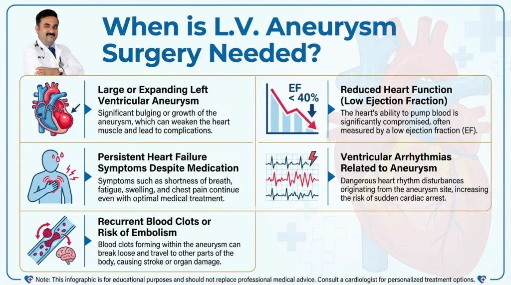 When is L.V. Aneurysm Surgery Needed