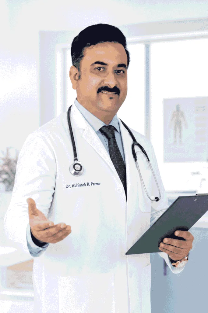 DR Abhishek Parmar explaining
